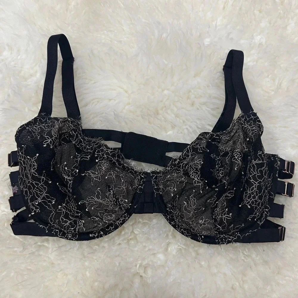 Victorias Secret | Sexy Strappy Underwire Unlined Demi Lace Bra | Size: 36DD - Picture 1 of 8